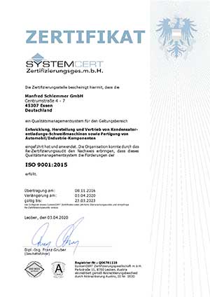 Schlemmer GmbH | ISO 9001:2015 Zertifizierung